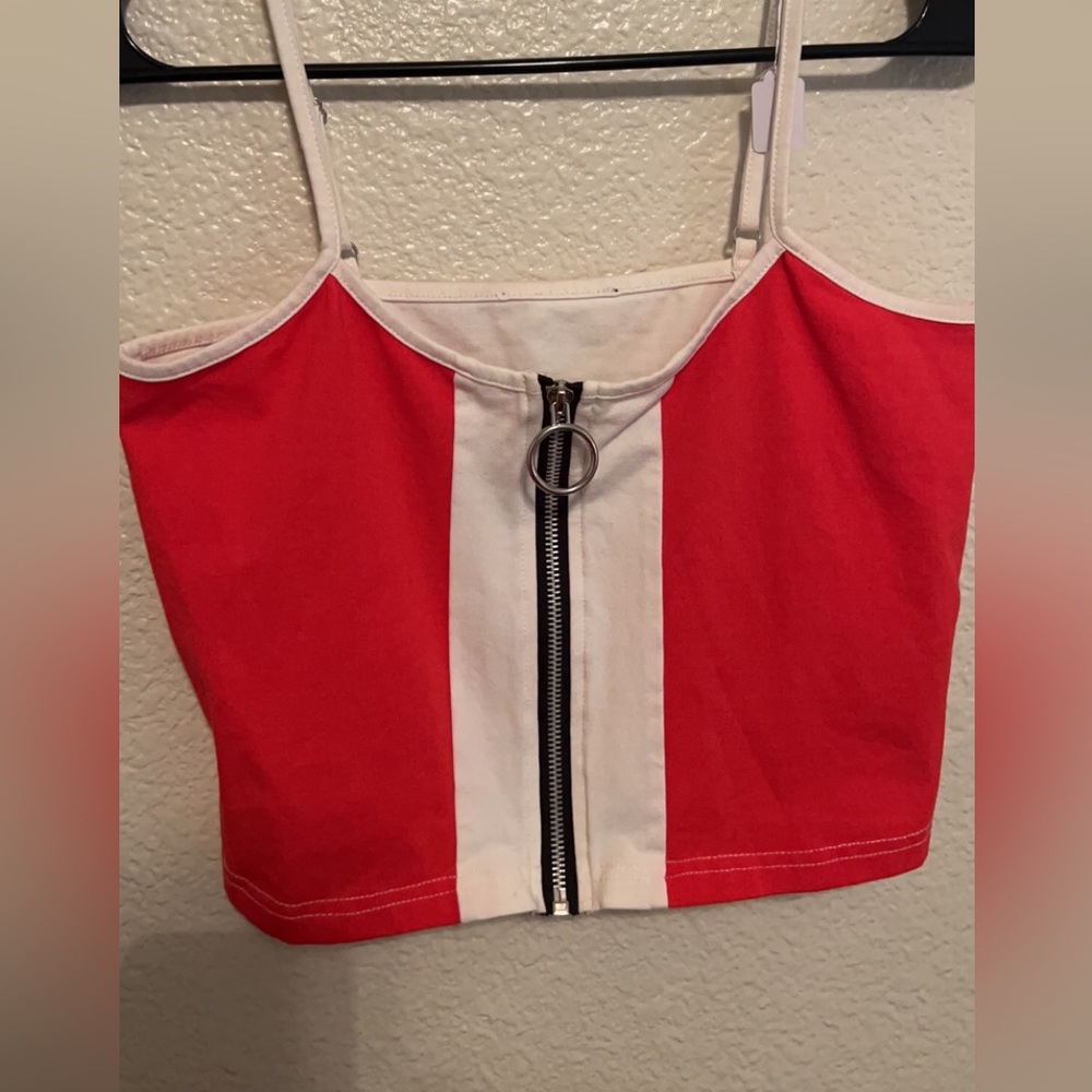 Red and white crop top forever21 shirt